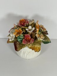 Lg Vintage Floral Capodimote Center Piece