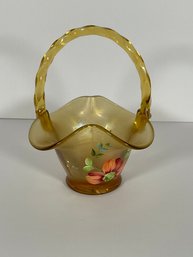 Fenton Glass Basket - Painted/Signed