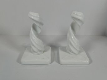 Westmoreland Twisted Milk Glass Candle Holders