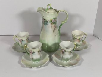 Vintage MZ Austria Porcelain Chocolate Pot & Cups