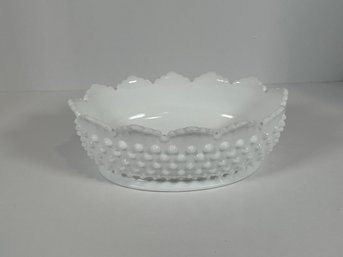 Vintage Hobnail  Milk Glass Oval Bowl