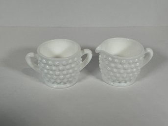 Hobnail Milk Glass Cream & Sugar