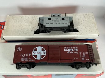 (2) AHM 'O' Scale Train Cars - Sante Fe & Virginia Truckee