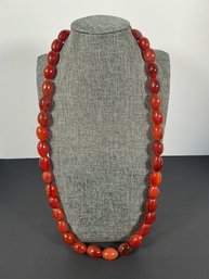 Carnelian Beaded Stone Necklace - 20'