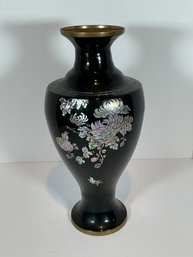 Vintage Enamel Over Brass (Mother Of Pearl) Vase