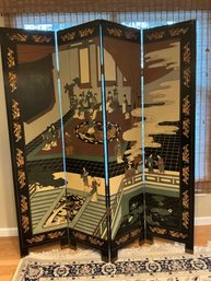 (2) Sided Carved Asian Wood Panel Screen