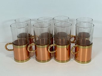 (8) Beucler Brass/Copper Irish Coffee Glasses