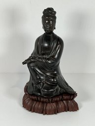 Early 20th C Chinese Bronze Seated Guanyin - 10'