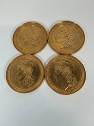 (4) Vintage Gold Coin Coasters