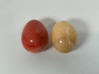 (2) Carved Stone Eggs - Quartz ?