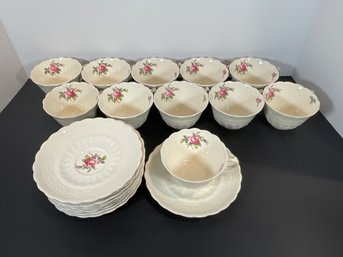 (10) Spode 'Billingsley Rose' Cups & Saucers