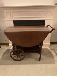 Victorian Mahogany Drop Leaf Tea Cart W/ Tray