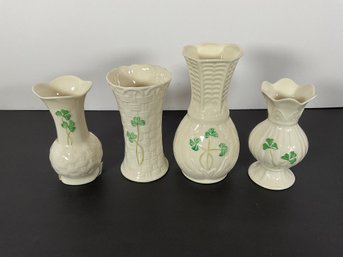 (4) Belleek Porcelain Small Vases -