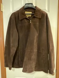 Mens Boston Harbor Dk Brown Suede Jacket - (L)