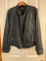 Womens Bernardo Dk Blue Leather Jacket - L