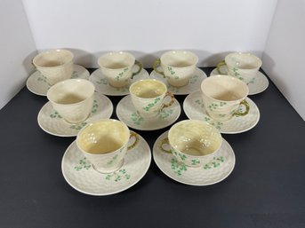 (9) Belleek Porcelain Tea Cups - (Various Marks)