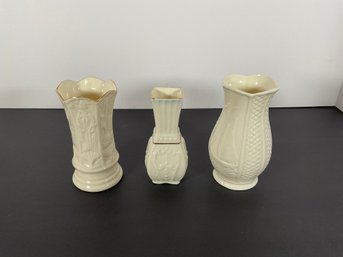 (3) Sm Belleek Porcelain Bud Vases