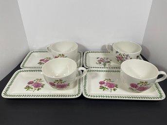 (4) Portmeirion China 'Botanic Roses' Soup/Snack Trays