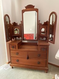 Antique Tri Fold Vanity /Dresser -