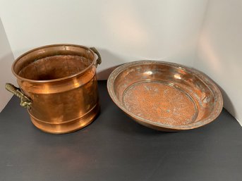 Old Copper Pot & Strainer