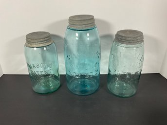 (3) Vintage Masons Jars