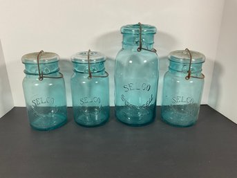 (4) Vintage Selco Mason Jars