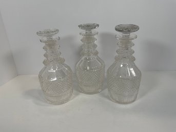 3- Antique Cut Glass Decanters (possible Early 20th Cent) - (DM)