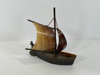 Lewis Lyakitan (Eskimo Artist) Carved Baleen Boat - (DM)