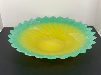 Art Glass Bowl - Frosted Glass & Painted