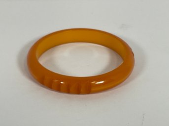 Vintage Carved Bakelite Bracelet (Gold/Yellow)