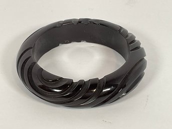 Carved Bakelite Bracelet In Black