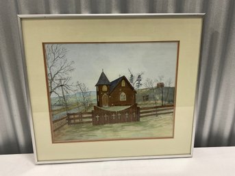 Watercolor Of Church By Laurel Doherty