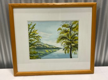 Watercolor Painting Of A Lake - (Signed BT)
