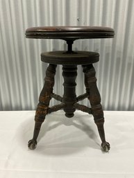 Antique Charles Parker Piano Stool / Claw Foot