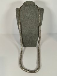 Silver Tone Stacked Bead Necklace - Long.