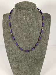 Purple Jade/Sterling Necklace - 16'