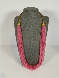 Pink Beaded Strand Necklace