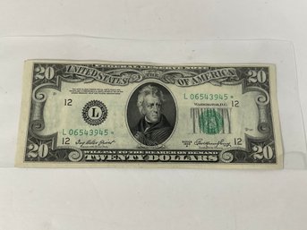 1950A $20 Star Note - Mis Cut/Off Center #-2