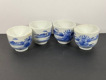 (4) Blue & White Chinese Porcelain Cups - (DM)