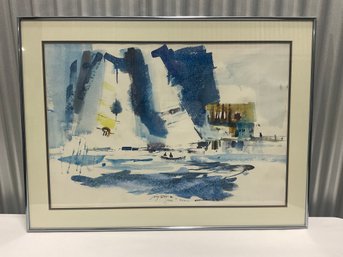 Jerry Stitt (20/21st C) Watercolor/ Boats - Signed