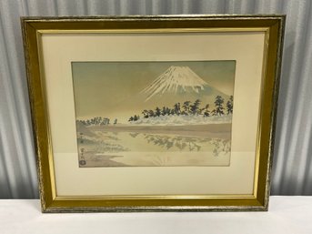 Japanese Wood Block Print Of Mt Fuji