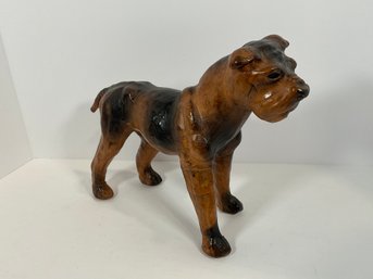 Vintage Leather Wrapped Bulldog Figure - (DM)