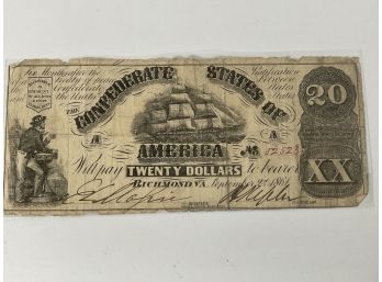 1861 Confederate $20 Note
