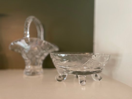 Crystal Basket And Condiment Bowl