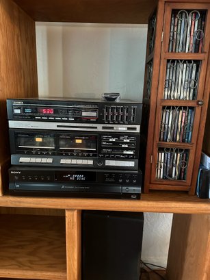 Stereo, Speakers, CD Holder And Discs