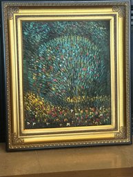 Beautiful Framed Hand Painted Vibrant Tree