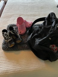 Crocs Sz5, Volleyball Bag, Volleyball Shoes Sz6.5