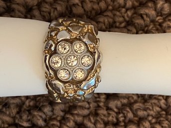 Gold Plated Cubic Zirconia Mens Ring Approx Sz 9.5-10