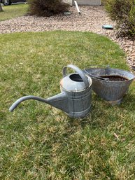 Galvanized Pale And Watering Can