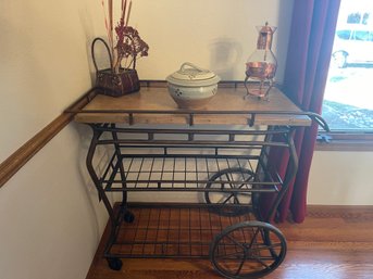 Stone Top Metal Bar Cart